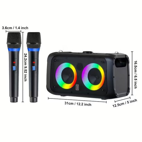 Portable karaoke speaker.