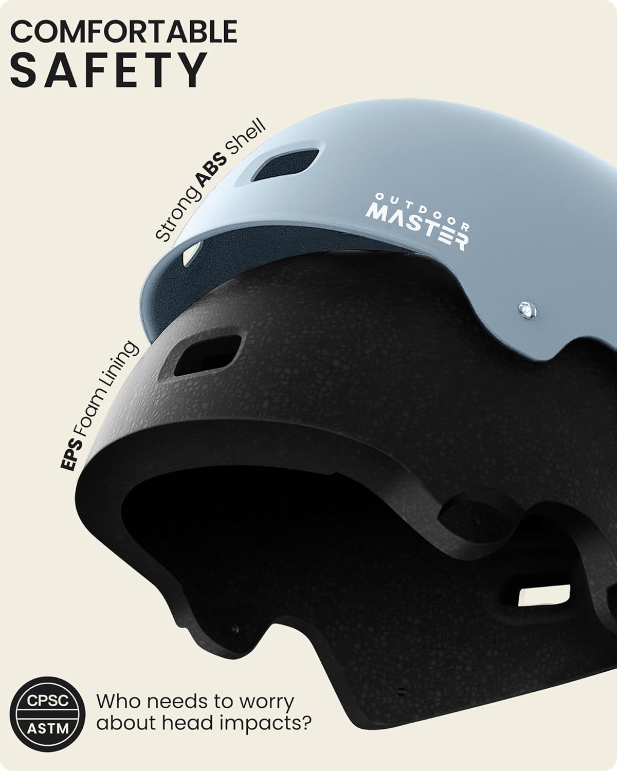 OutdoorMaster Skateboard Bike Helmet for Adults &Youth - Multi-Sport Certified Impact Resistant with 2 Removable Liners & Ventilation for Scooter, Skating-Large