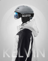 OutdoorMaster Kelvin Ski Helmet - with ASTM Certified Safety, 9 Options - for Men, Women & Youth-Grey,Large