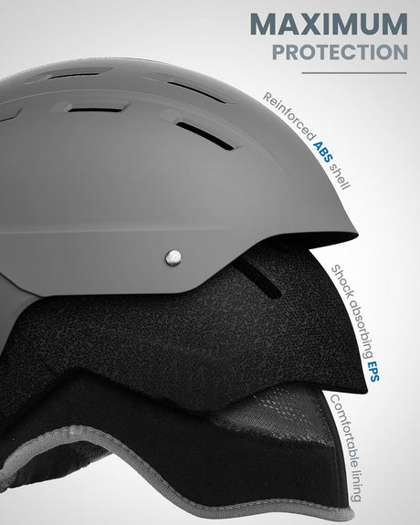 Adjustable snowboard helmet, lightweight.