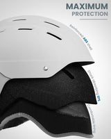 OutdoorMaster Kelvin II Ski Snow Sport Helmet | Adjustable Dial Fit Snowboard Helmet for Men Women & Youth,ASTM Certified,14 Vents-Matte White-L