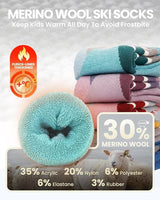 OutdoorMaster Merino Wool Ski Socks for Kids Boys & Girls Thermal Winter Warm Snowboarding Cold Weather-2 Pack,Small