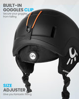 OutdoorMaster Children's Ski Helmet, Snowboard Helmet for Boys & Girls, Robust PC Shell & EPS Foam, 12 Ventilation Holes, Adjustable Snow Sports Helmet, Certified Snow Sports and Snowboard Matte Black,52-56cm Small