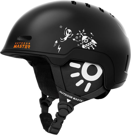 Black adjustable snowboard helmet, 52cm.