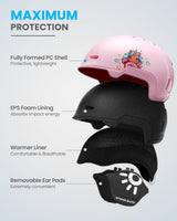 OutdoorMaster Children's Ski Helmet, Snowboard Helmet for Boys & Girls, Robust PC Shell & EPS Foam, 12 Ventilation Holes, Adjustable Snow Sports Helmet, Certified Snow Sports and Snowboard Helmet-Glossy Pink,52-56cm Small