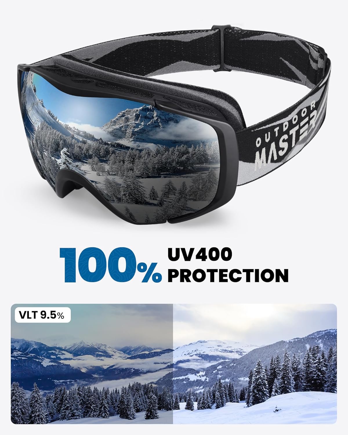 OutdoorMaster Ski Goggles with Cover Snowboard Snow Goggles OTG Anti-Fog -100% UV Protection-OM-18
