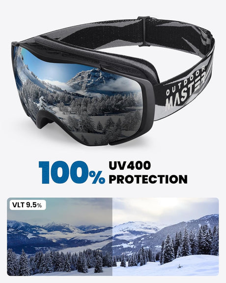 OutdoorMaster Ski Goggles with Cover Snowboard Snow Goggles OTG Anti-Fog -100% UV Protection-OM-18.