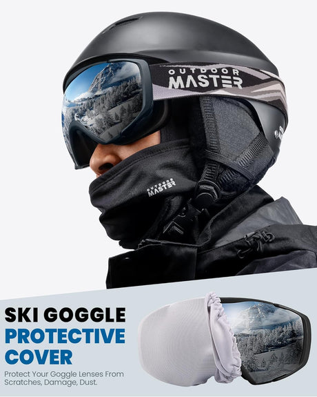 OutdoorMaster Ski Goggles with Cover Snowboard Snow Goggles OTG Anti-Fog -100% UV Protection-OM-18.