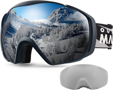 OutdoorMaster Ski Goggles with Cover Snowboard Snow Goggles OTG Anti-Fog -100% UV Protection-OM-18.
