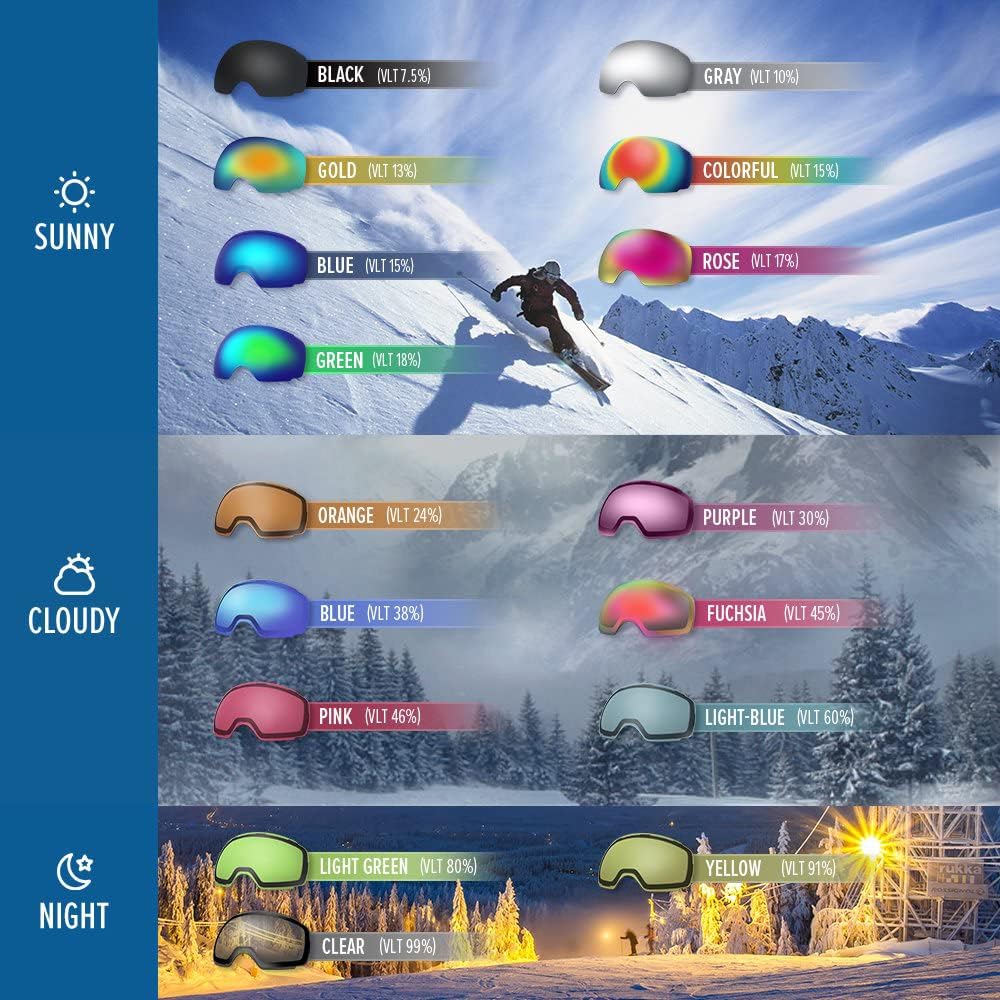 OutdoorMaster OTG Ski Goggles Over Glasses Ski/Snowboard Goggles for Men, Women & Youth 100% UV Protection-OM-5.