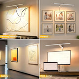 Picture Light for Wall Plug in 24inch, Dimmable LED Art Photo Light with Remote, 3000K Warm White Wall Lights with On/Off Switch Display for Picture, Gallery, Painting, Frame (Silver)