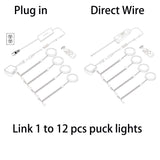 Linkable Under Cabinet LED Lighting 12V Dimmable Puck Lights with Wireless RF Remote Control, Hardwired & AU Wall Plug in for Counter Lighting(6 Lights, Natural White)