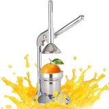 Silver stainless steel manual hand press, dishwasher safe.