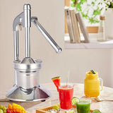 Silver stainless steel manual hand press, easy to clean.