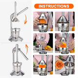 Silver stainless steel manual hand press, dishwasher safe.