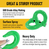 2SETS 2T Sling Hook With Hammerlock Heavy Duty Safety Latch Swivel Winch Hook For Trailer Safety Chain-Green