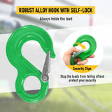 2SETS 2T Sling Hook With Hammerlock Heavy Duty Safety Latch Swivel Winch Hook For Trailer Safety Chain-Green