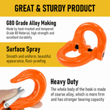 2T Sling Hook & Hammerlock Kit, 2 Sets Heavy Duty Trailer Safety Chain Hooks for Caravan, Camper & Boat Trailers-Orange