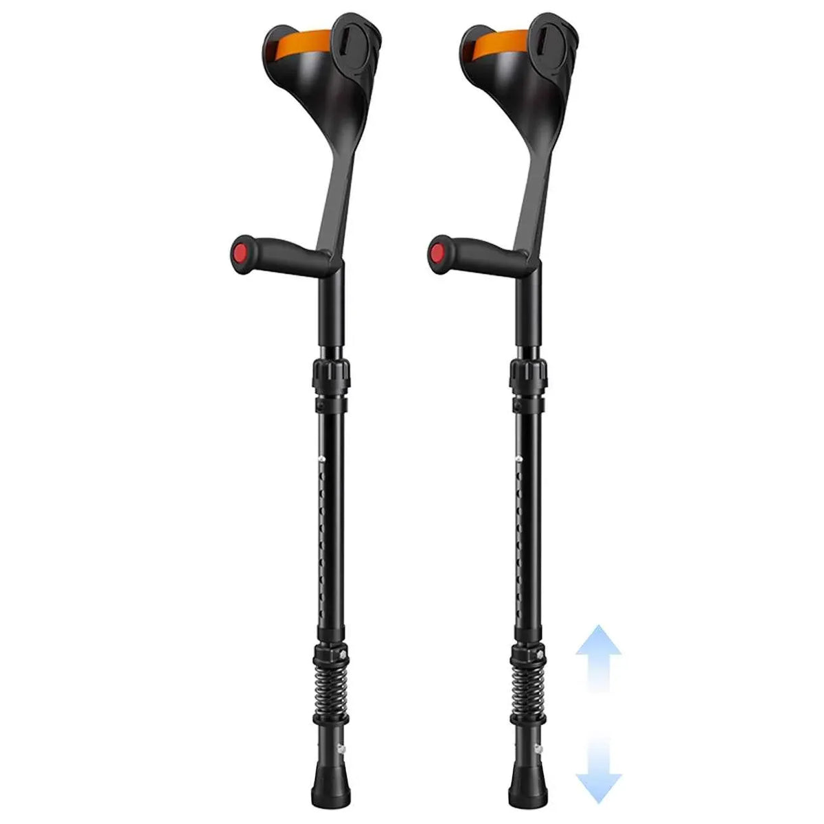 Crutches black portable mobility, lightweight.