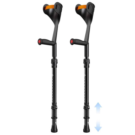 Crutches black portable mobility, lightweight.