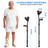 Crutches black portable mobility, lightweight.