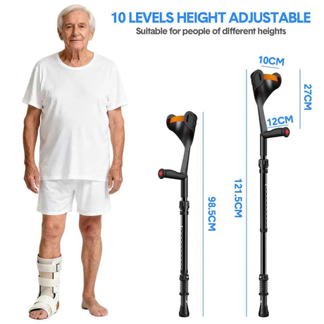 Crutches black portable mobility, lightweight.