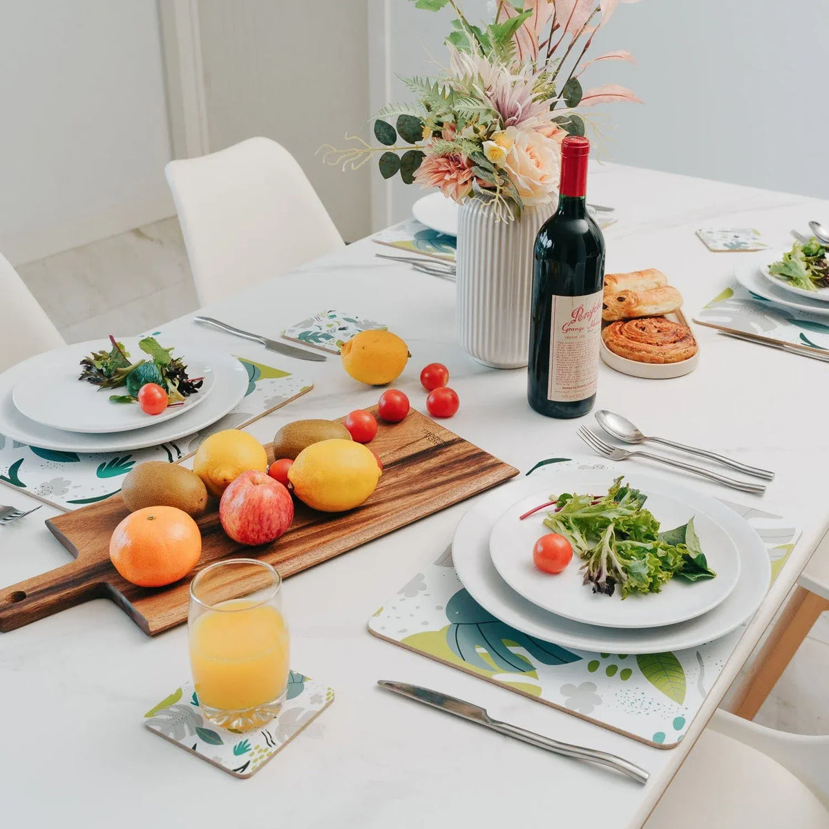 8 Pcs Clevinger MDF Placemats and Coasters Monstera.
