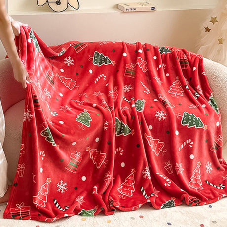Fleece holiday winter throw, breathable.