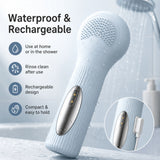 Silicone Facial Cleansing Brush Sonic Vibration Heating Waterproof Rechargeable-PURPLE