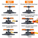 360° Garden Sprinkler 3-Arm Adjustable Lawn Water Sprinkler 36 Nozzles 200㎡