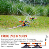 360° Garden Sprinkler 3-Arm Adjustable Lawn Water Sprinkler 36 Nozzles 200㎡