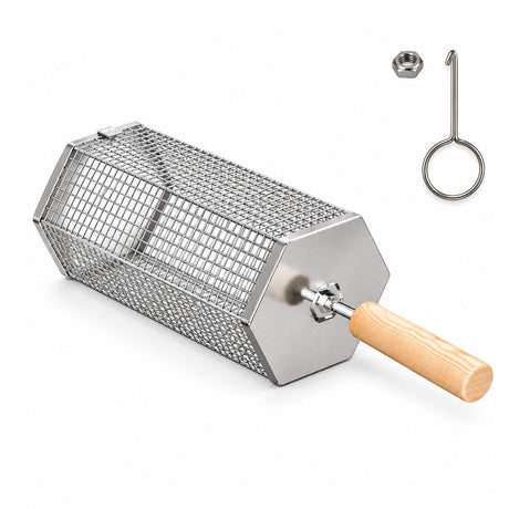Stainless steel grill basket, easy to clean.