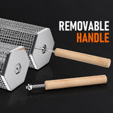Rolling Grill Basket with Removable Handle, 304 Stainless Steel BBQ Grilling Basket for Vegetables, Fish, Shrimp & Meat