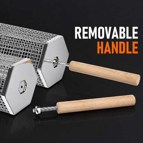 Stainless steel grill basket, easy to clean.