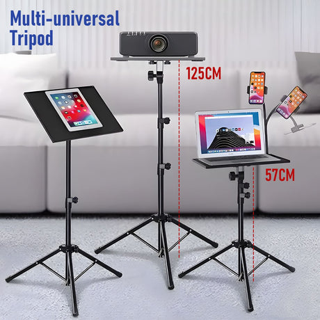 Folding projector stand, 125cm, height adjustable.