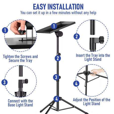 Folding projector stand, 125cm, height adjustable.