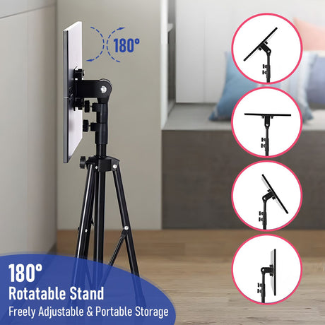 Folding projector stand, 125cm, height adjustable.