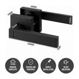 Matte Black Keyless Privacy Door Lever Handle, Heavy Duty Interior Door Lockset, Adjustable 60/70mm Backset, Reversible for Bedroom Bathroom Home Office