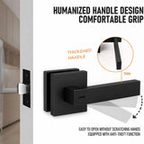 Matte Black Privacy Door Lever Handle with Keys, Heavy Duty Interior Door Lockset, Adjustable 60/70mm Backset, Reversible for Bedroom Bathroom Home Office
