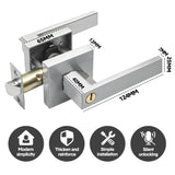 Privacy Door Lever Handle with Key, Heavy Duty Interior Door Lock, Adjustable Latch-Silver