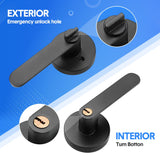 Privacy Door Lever Handle with Key, Heavy Duty Interior Door Lock, Round Design, 4 Pack, Matte Black