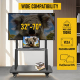 TV Stand for 32–70 Inch TVs with Projector Shelf, Lockable Wheels, Adjustable Height, Cable Management, Freestanding Steel Frame TV Cart Rolling Floor Stand For 32-70 Inch LCD LED OLED Flat Panel Screens Smartboard Movable Holds Up To 100lbs With Shelf Lo