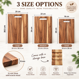 3Pcs Wooden Cutting Board Set with Storage Stand, Chopping Boards for Kitchen Food Preparation