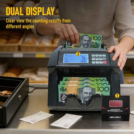 Automatic Money Counter Machine for Australian Banknotes with UV/MG/IR Counterfeit Detection