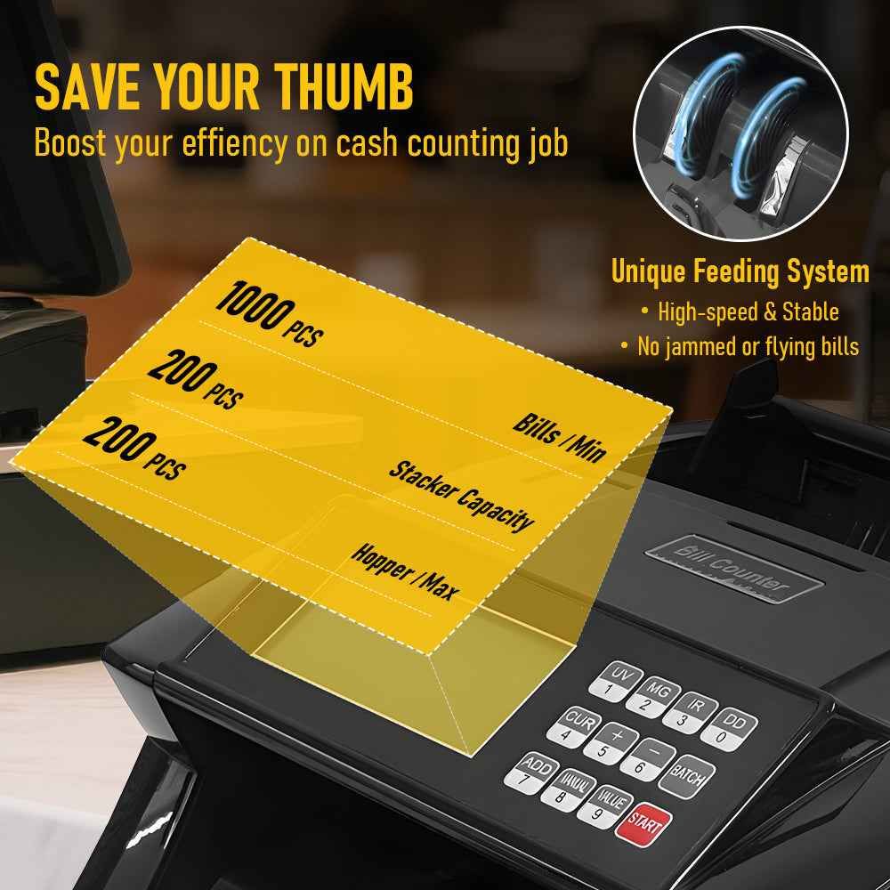 Automatic Money Counter Machine For Australian Banknotes With UV/MG/IR Counterfeit Detection, High-Speed Counting & Digital Display 25.3x30.3x19.5cm