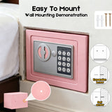 6.4L Digital Safe Box, Electronic Security Safe with Keypad & 2 Emergency Keys, Steel Cash & Valuables Lock Box for Home, Office & Hotel