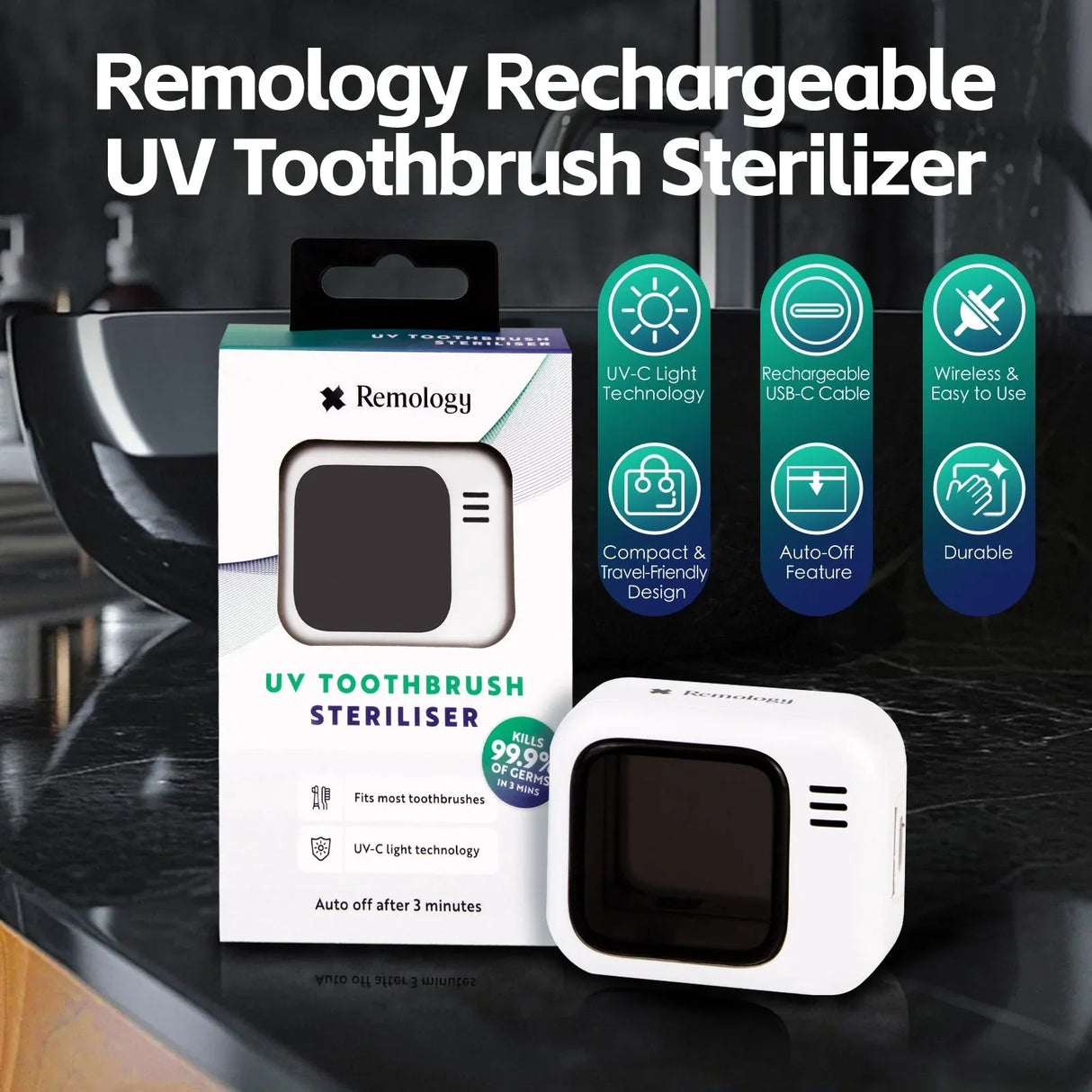 Remology Rechargeable UV Toothbrush Sterilizer