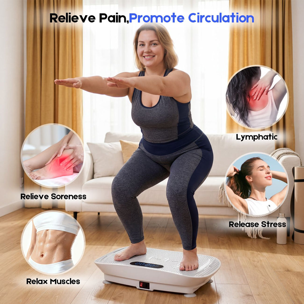 Vibration Plate Exercise Machine, Whole Body Shake Plate with LED Touch Screen & Bluetooth Speaker, Multi-Speed Fitness Platform