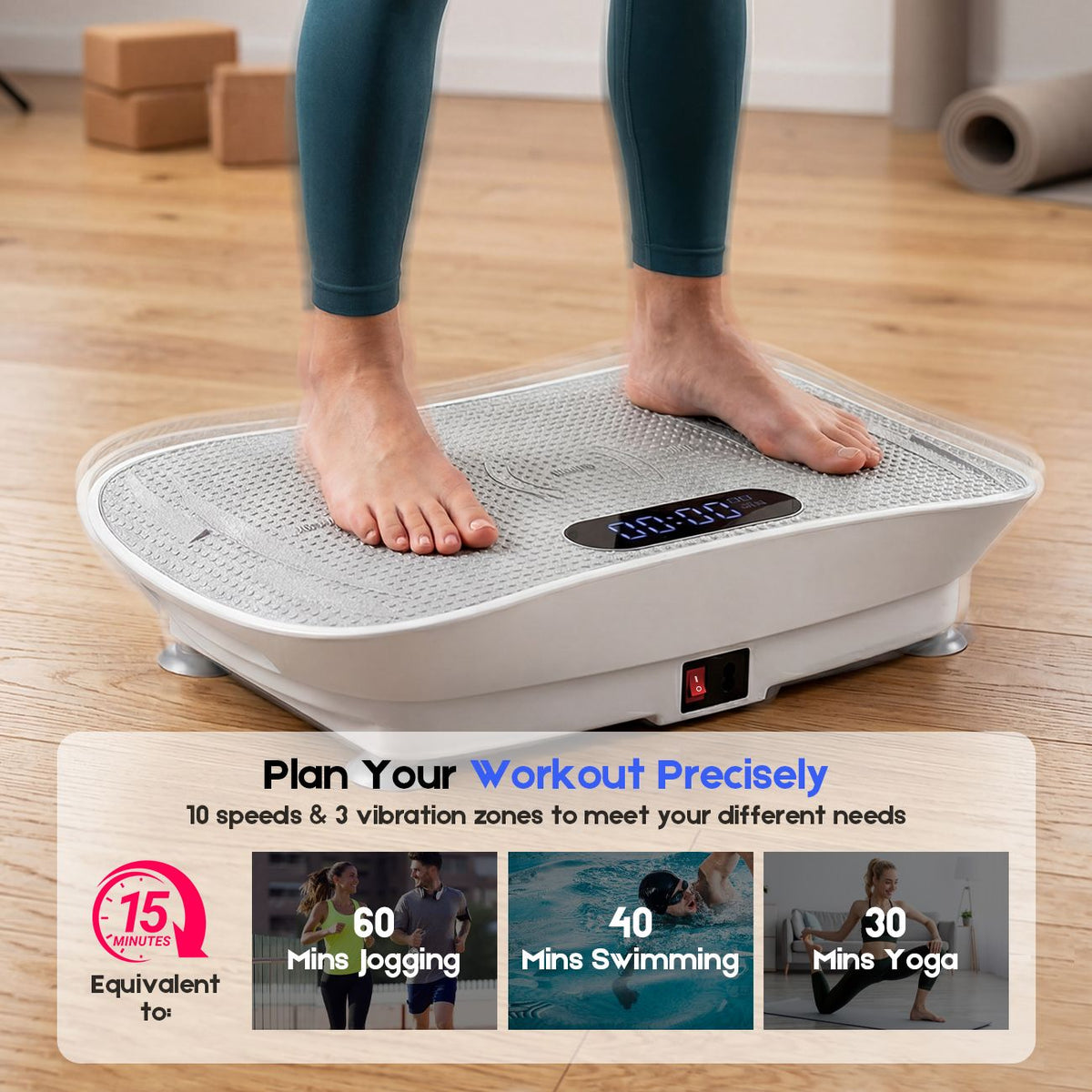 Vibration Plate Exercise Machine, Whole Body Shake Plate with LED Touch Screen & Bluetooth Speaker, Multi-Speed Fitness Platform
