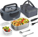 Electric Heated Lunch Box for Men/Women Home 80W Portable Food Warmer with 110V-250V Stainless Steel Leakproof Container for Work Travel Jobsite Camping Christmas White Elephant Gifts